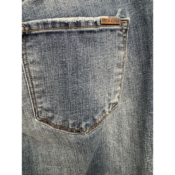 STS Blue Straight Leg Jeans Women 30 Blue Medium Wash Cara Mid Rise Frayed Hem - Picture 3 of 8